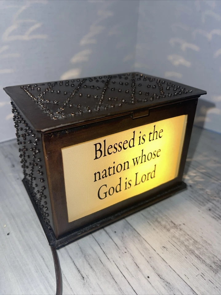 Punched Art Tin Wax Warmer Religious Theme 5x4.5x3.5 Electric Vintage - Image 1 of 4