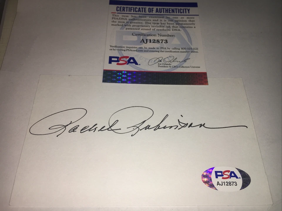 Rachel Robinson Dodgers Wife Of Jackie Robinson Signed 3x5 index Card PSA DNA - Image 1 of 1