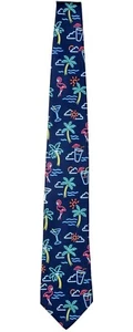 Corbatas tropicales de novedad para hombre palmeras y flamencos - nuevas con etiquetas - Imagen 1 de 1