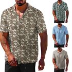 Männer Freizeit Hawaiihemd Knopfleiste Kurzarm Blumendruck Strandhemden