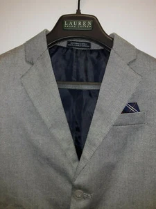 Nautica Boy's Twill Denim Look Blazer with Plaid Elbow Patches, Size 7R - Picture 1 of 7