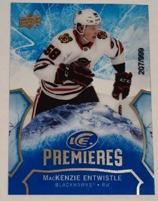 2020-21 UD Ice Premieres Rookie /999 - MACKENZIE ENTWISTLE - #151 Blackhawks - Image 1 of 2