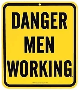 Danger Men Working enamelled steel fridge magnet by Ande Rooney - Picture 1 of 1