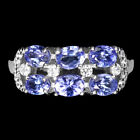 Unheated Oval Blue Tanzanite 4x3mm Simulated Cz 925 Sterling Silver Ring Size 6
