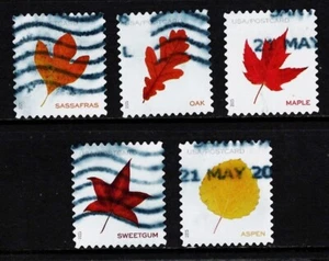 OFF paper #5966-70 Vibrant Leaves (used set of 5) Postcard 2025 – f425 - Picture 1 of 1