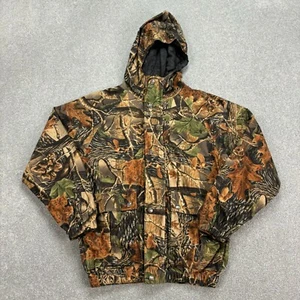 Realtree Jacket Kids Large Brown Work Wear Camo Hunting Rain Hood Coat Youth - Picture 1 of 10