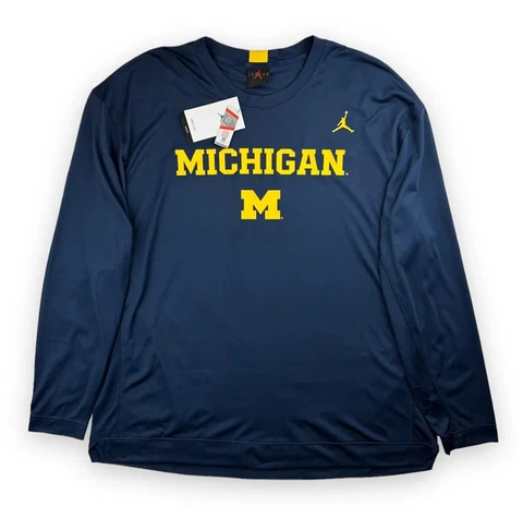 Nike Jordan Michigan Wolverines Dri Fit Long Sleeve Shirt Mens XL - NWT Cover