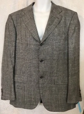 Chaqueta Kiton Gris Blanco Con Azul Tres Botones Lino/Lana Talla 42 R Foto 1 de 4