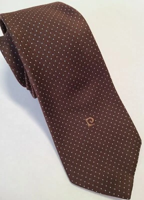 Corbata Pierre Cardin Paris NY Hombre Poliéster Marrón con Lunares Azules Foto 1 de 4