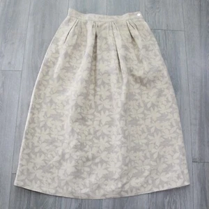 Vtg 80s Spitalnick Skirt Women 14 Midi Dirndle Pleated Side Button Pockets Beige - Picture 1 of 12