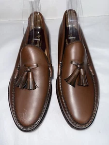 JARMAN BENCHMARK Brown Leather Loafer 10 B Hand Sewn Tassel Vintage Shoes - Picture 1 of 17
