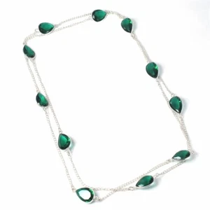 A+Mint Tourmaline Handmade Gemstone 925 Sterling Silver Jewelry Necklace Sz 36" - Picture 1 of 1