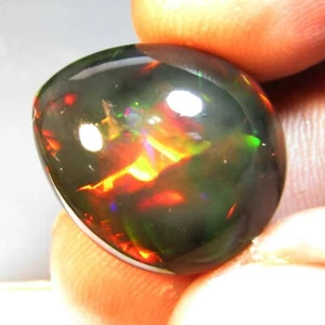 17.15Cts Wide-Eyed Natural Multi Color Play Black Opal Pear Shape Gemstone-VIDEO - Picture 1 of 5