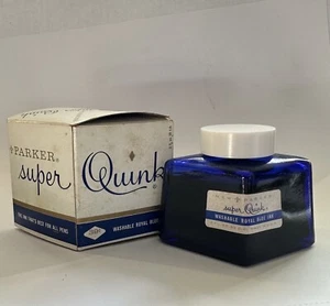 Vintage Parker Super Quink Blue Ink in Box Glass Bottle - Picture 1 of 16