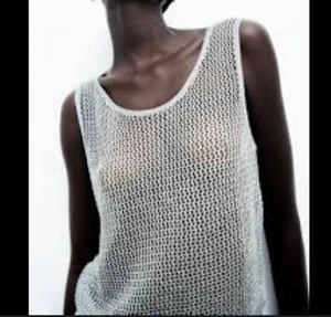 ZARA Metallic Silber Ärmellos Mesh Netz Tank Top Damen Gr. M - Bild 1 von 8