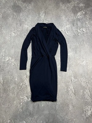 Vestido largo Plein Sud para mujer azul marino cuello en V manga larga lana talla 40 Foto 1 de 4