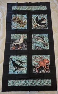 Panel Clothworks Sea Life Collection By Evan Zerbetz Alaska Whale Otter Puffin  - Picture 1 of 2