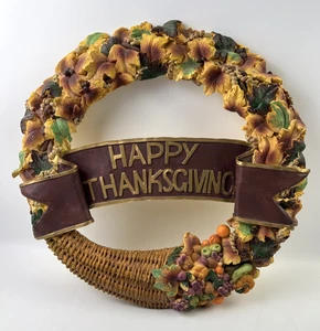 Ceramic Happy Thanksgiving Wreath 13.5in See Pictures for Condition - Picture 1 of 9