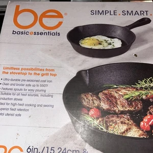 Basic Essentials 2 Piece Pre-Seasoned Cast Iron Fry Pan Set - Picture 1 of 3