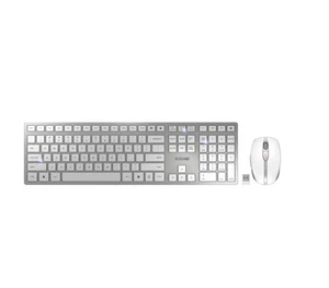 White Silver Wireless Keyboard And Mouse Set Usb C Rechargeable Desktop Combo - Picture 1 of 7