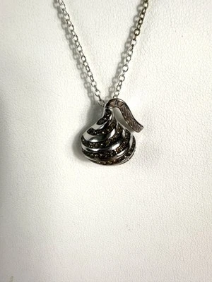 "Collar de cadena de plata Hersheys Kiss marrón imitación diamante pavé cristales 18""" Foto 1 de 4
