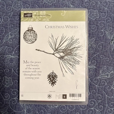 Juego de estampillas de goma Stampin' Up PINO ORNAMENTAL adorno de árbol de piña de Navidad Foto 1 de 3