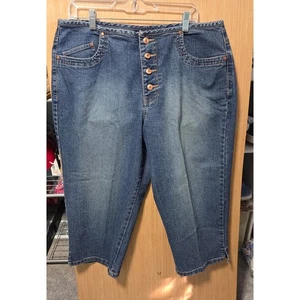 La Blues Size 18W Stretch Capri Jeans Womens Plus Size Denim Button Fly Front - Picture 1 of 5