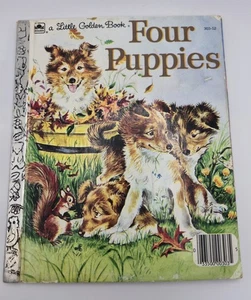A little Golden Book~Four Puppies hardcover -1960 Vintage Children's 303-52 - Picture 1 of 3