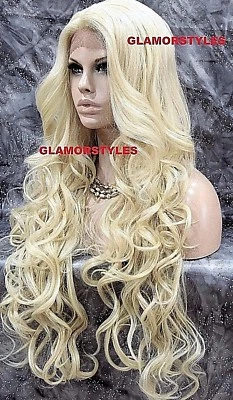 PELUCA COMPLETA FRONTAL DE ENCAJE LARGA ONDULADA CAPAS BLANQUEADOR RUBIO CALOR OK #613 NUEVA CON ETIQUETAS Foto 1 de 4