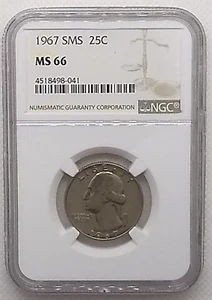 1967 SMS 25C NGC MS66 Washington Quarter - Picture 1 of 2