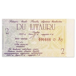 Lituanie - billet 2 litauras 1991 - Ville de Šiauliai - Jeux Olympiques - NEUF - Foto 1 di 2