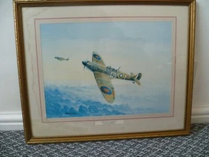 A Vintage "Peaceful Moment" 'Howard Bourne' WW11 RAF Spitfire Framed Art Print - Picture 1 of 9