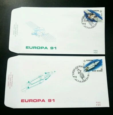 [SJ] Belgium CEPT Europe In Space Travelling 1991 Astronomy Rocket Satellite FDC - Image 1 of 4