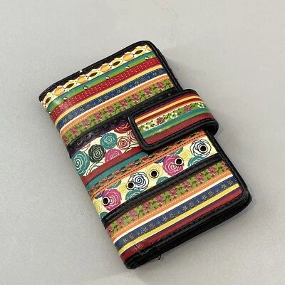 Fossil Relic Leather Trifold Wallet Stripe Floral Hobo Boho Snap Zip Coin Pocket - Image 1 of 4