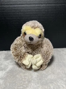 Mini Three Toed Sloth Plush Sitting 5" Magnetic Hands Feet Stuffed Toy Pet Lovey - Picture 1 of 4