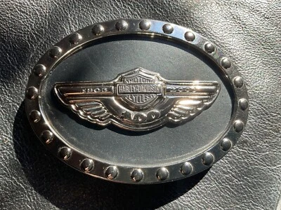 Harley-Davidson 100 Aniversario Hebilla Cinturón.Bar&Shield con Alas.Cromado. Foto 1 de 4