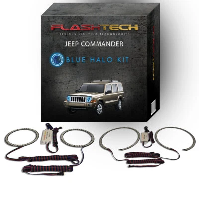 Blue Angel Eye LED Headlight Halo kit for 2006-2010 Jeep Commander Headlights Foto 1 de 2