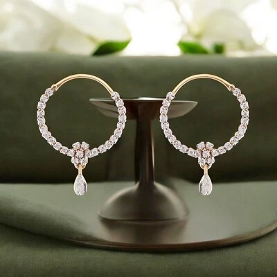 0.75 TCW Round Brilliant Cut Natural Diamonds Clip Hoop Earrings 14K Yellow Gold - Image 1 of 4