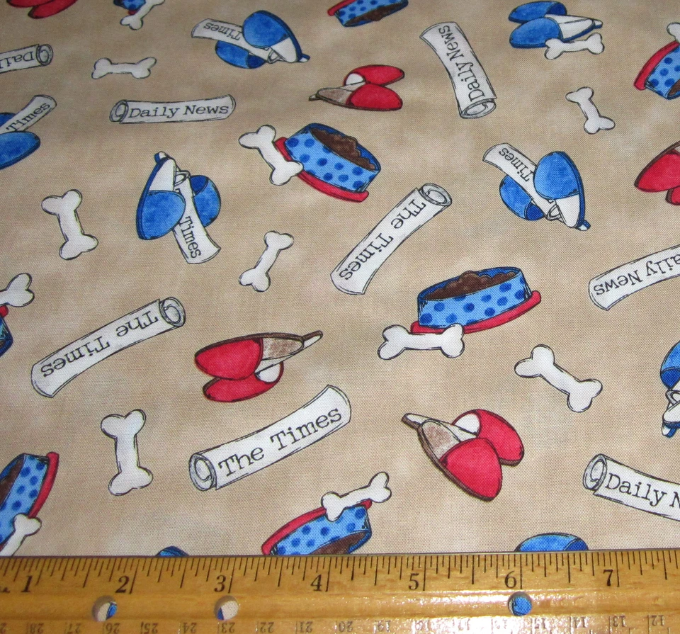 Zapatillas de periódico DOGS LIFE 1 yarda en tela marrón 100 % algodón Foto 1 de 1