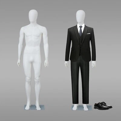 KINBOR 6 Ft Male Mannequin Full Body Dress Form Realistic Display Head Turns w/Base
