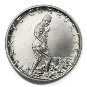 1960 Stainless Steel 2 1/2 Lira Coin from Turkey in Uncirculated Condition. KM# - Picture 1 of 2
