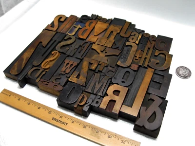 Vintage Letterpress Wood Type Collage A-Z letters, 0-9 numbers and !,$,&, ?. - Image 1 of 4