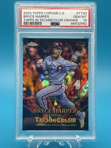 2023 Topps Chrome Logo Technicolor Orange /25 Bryce Harper #TT-24 PSA 10 (POP 2) - Picture 1 of 3