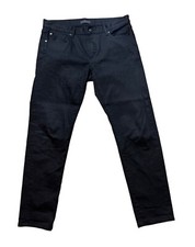 Uniqlo Jeans Mens Selvedge Denim Black Slim Straight Low Rise 34x34 Fit 37x32