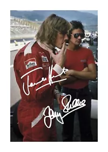 James Hunt & Barry Sheene A4 repro autographed poster with choice of frame - Picture 1 of 4