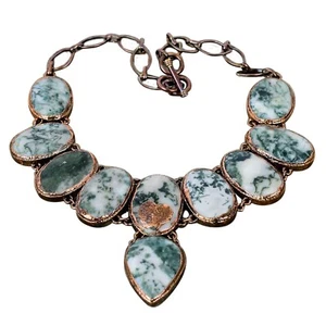 Womens day Deal Tree Agate Stone Electroformed Chain Necklace Jewelry Copper - Picture 1 of 7