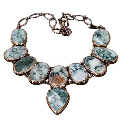 Mujer Día Oferta Árbol Ágata Piedra Electroformado Cadena Collar Joyería Cobre Foto 1 de 4