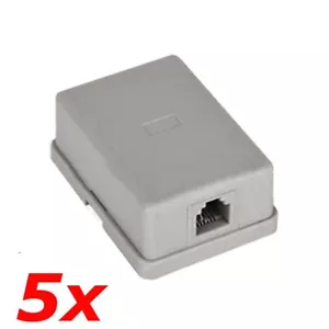 5 PACK - 1-Port RJ11 6P4C White Surface Mount Box SMB Biscuit Jack for Telephone - Picture 1 of 2