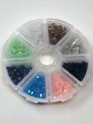 Glass Square Cube Seed Beads 8 Colors! 100+ grams Divided Round Storage Tray #36