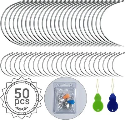 50 PCS Curved Needles Curved Sewing Needles for Leather Projects Carpet or Canv - Image 1 of 3